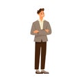 Man Teacher Character Standing and Explaining Something Vector Illustration