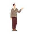 Man Teacher Character Standing and Explaining Something Vector Illustration