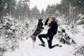 Man teaching commands his Husky dog Royalty Free Stock Photo