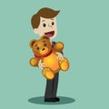 Man with Teddy Bear. Happy Valentains Day. Happy March 8 International Womens Day. Birhday gift. Element for greeting