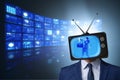 The man with television head in tv addiction concept Royalty Free Stock Photo