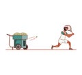 Man tennis playing with ball throwing machine Royalty Free Stock Photo