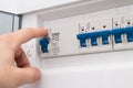 Man testing the fuse box Royalty Free Stock Photo