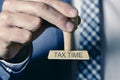 Man and text tax time Royalty Free Stock Photo