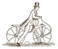 Man from the 19th century riding an antique draisine Royalty Free Stock Photo