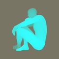 Man in a Thinker Pose. 3D Model of Man. Vector Illustration