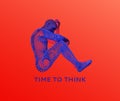 Man is thinking. Artificial intelligence concept. Digital technology background. Vector illustration