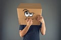 Man thinking with cardboard box on his head Royalty Free Stock Photo