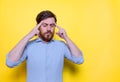 Man thinking face expression.Creative people, mindfulness Royalty Free Stock Photo
