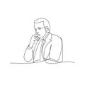 Man thinking gesture continuous one line shape art isolated vector illustration Royalty Free Stock Photo