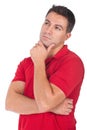 Man thinking with hand on his chin Royalty Free Stock Photo