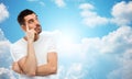 Man thinking over blue sky Royalty Free Stock Photo