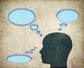 Man thinking about thoughts with bubbles Royalty Free Stock Photo