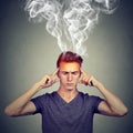 Man thinks very intensely having headache Royalty Free Stock Photo