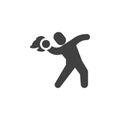 Man throw a fire bottle vector icon