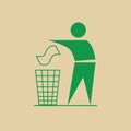 Man Throw Rubbish In Bin Recycle Utilization Logo Web Icon Royalty Free Stock Photo