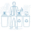 Man throwing away plastic bottle. Royalty Free Stock Photo