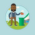 Man throwing away trash vector illustration.