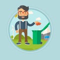 Man throwing away trash vector illustration.