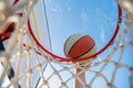 man throwing the ball in hoop. hands and basketball. dunk in basket. slam dunk in motion Royalty Free Stock Photo