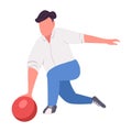 Man throwing bowling ball semi flat color vector character Royalty Free Stock Photo