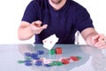 Man Throwing Cards on the Table in Texas Hold'em