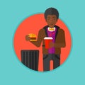 Man throwing junk food vector illustration.