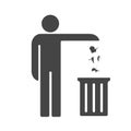 Man throwing out trash, do not waste vector icon