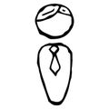 Avatar of a man, clerk, bank employee, businessman. Man with a tie. Vector illustration. Simple hand drawing icon