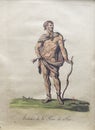 Man from Tierra del Fuego. 19th century drawing