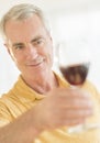 Man Toasting Wineglass At Home