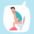Problems of defecation in a person in the toilet. Poster of gastroenterology