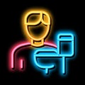 Man And Toilet neon glow icon illustration