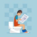 Man in a toilet reads the press