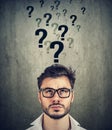 Man with too many questions and no answer Royalty Free Stock Photo