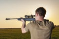 Man took aim with your sniper rifle Royalty Free Stock Photo