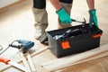 Man with toolbox during renovation Royalty Free Stock Photo