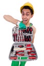 Man with toolkit isolated Royalty Free Stock Photo