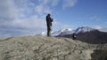 Man at top of cerro alarken hill, ushuaia, argentina Royalty Free Stock Photo