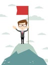 Man on the top holding flag. Royalty Free Stock Photo