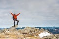 The man on the top of the mountain. Royalty Free Stock Photo