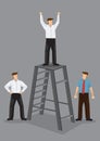 Man in Top Position Vector Illustration