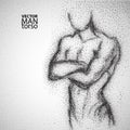 Man torso. Graphic drawing with black particles Royalty Free Stock Photo