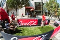 Man Tosses Football From Recliner At Atlanta Fan Fest Event Royalty Free Stock Photo