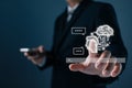 man touch command prompt ai chat. Big data storage computer tech.Digital Artificial Intelligence technology disruption concept. We Royalty Free Stock Photo