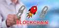 Man touching a blockchain success concept Royalty Free Stock Photo