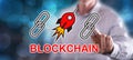 Man touching a blockchain success concept Royalty Free Stock Photo