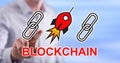 Man touching a blockchain success concept Royalty Free Stock Photo