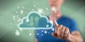 Man touching a cloud networking concept Royalty Free Stock Photo
