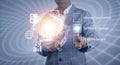 Man touching connect to data information on the Cloud Computing Technology Internet Storage Network Concept And a large database b Royalty Free Stock Photo